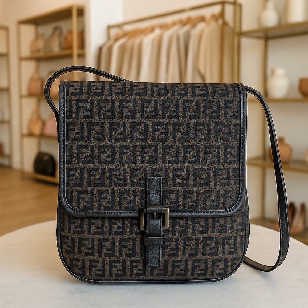 🖤 FENDI Vintage Zucca Canvas Crossbody Bag w/ Dust Bag🖤